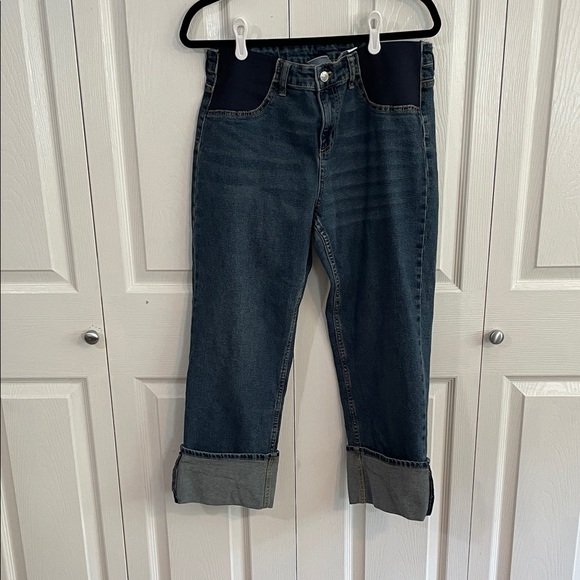 S.O.N.G. Maternity Classic Blue Cuffed Women's Jeans size large - Picture 1 of 4